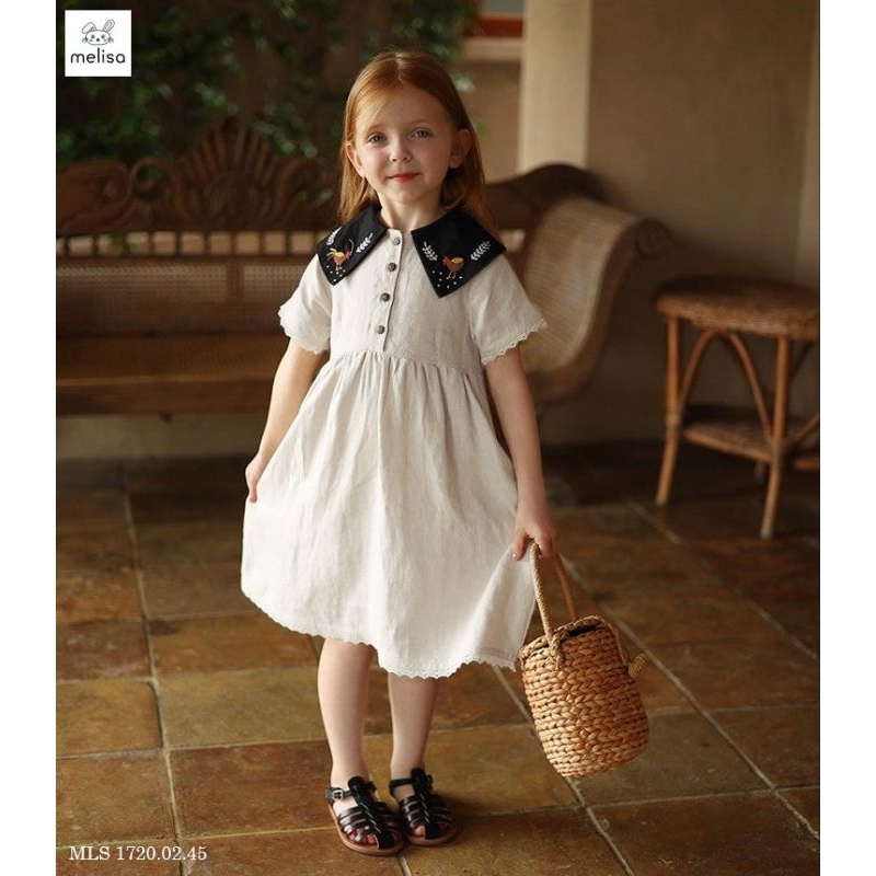 (BomoHouse - Melisa) Đầm linen bé gái (12-40 kg)