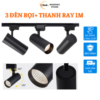 Combo 3 Đèn Rọi Ray Ống Bơ MIZENKO RC3123 +Thanh Ray 1M , Đèn Rọi Ray Đủ Công Suất - Ánh Sáng