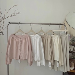 Áo Sơ Mi Nữ Dài Tay Basic Khuy Ngọc Thô Màu Pastel Phong Cách Nhẹ Nhàng Thời Trang Talene TOP NU 141