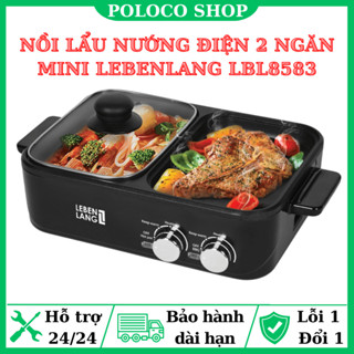  Nồi Lẩu Điện 2 Ngăn Mini Lebenlang LBL8583 - Công suất 1300W- Bếp Lẩu Nướng 2in1 - 1200ml Nhanh Gọn Tiện Lợi - BH 1 Năm 