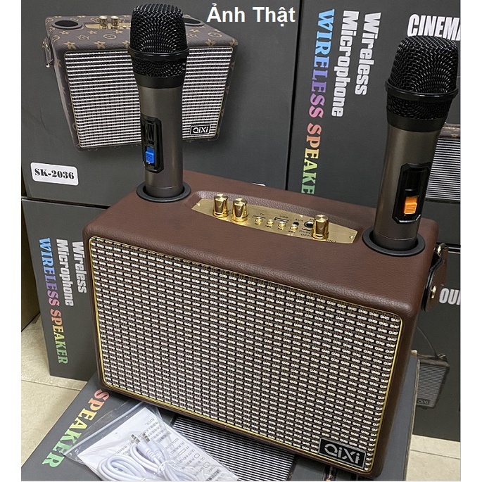 Loa Bluetooth Karaoke SK2036 Bản Cao Cấp Nhất Kèm 2 Micro Không Dây Âm Thanh Siêu Hay Nghe Nhạc Bass Căng TB10 EKADO | BigBuy360 - bigbuy360.vn