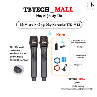 Mic Hát Karaoke Không Dây TTD M12 Cao Cấp,Chống Nhiễu, Màn Hình LCD, Bắt Sóng Xa, Âm Thanh Trong Hát Siêu Hay TB66 EKADO