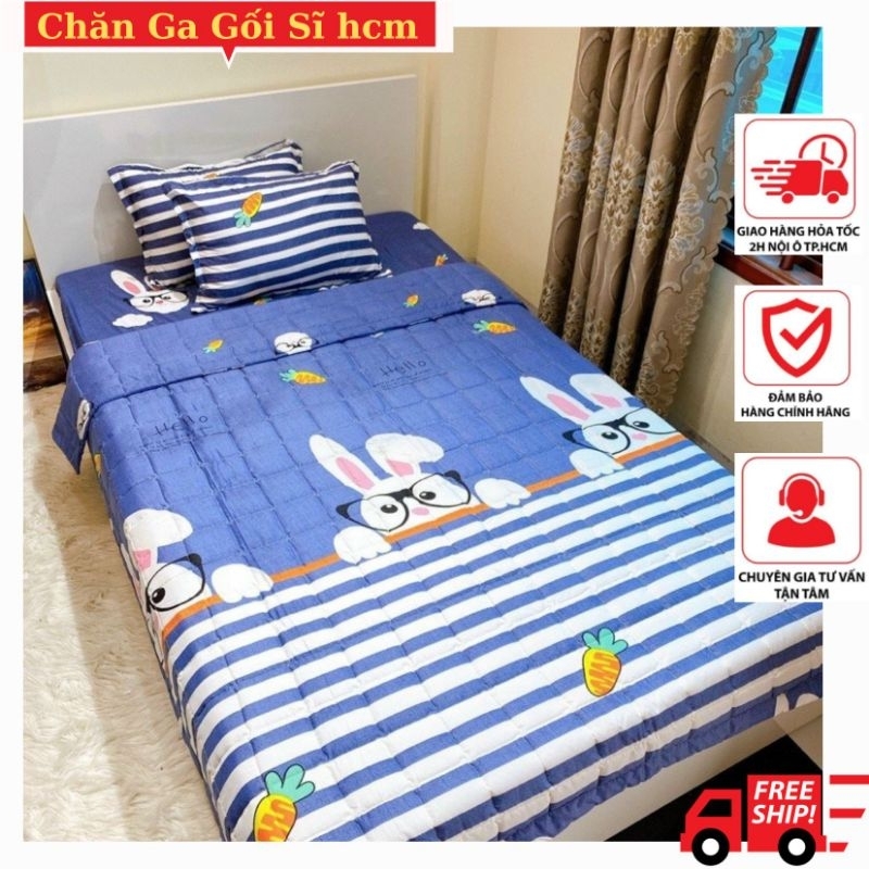 Bộ Ga Gối 1Mx2M, 1M2x2M gồm 4 món, Bộ ga gối kèm ôm 4 món ký túc xá.