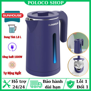 ẤM SIÊU TỐC SUNHOUSE SHD1355 - Công Suất 1500W - Ấm Đun Nước - Lớp Cách Nhiệt Chống Bỏng - Dung Tích 1.8L - Chính Hãng