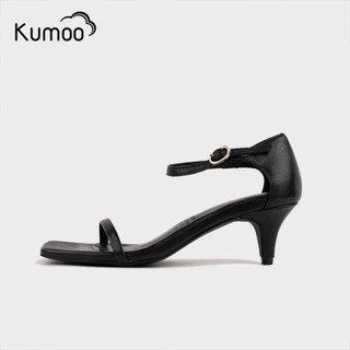Giày Cao Gót Nữ Mũi Nhọn KUMOO KARA HEEL Màu Đen GCG-KUMO-018-A Da Nappa Thời Trang Đế Trụ 5cm Bọc Da