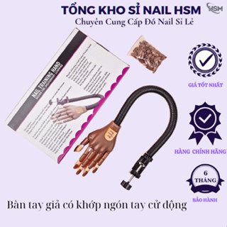 Bàn tay giả học có khớp ngón tay cử động linh hoạt - tặng kèm 100 móng giả - Phụ kiện đồ nail HSM