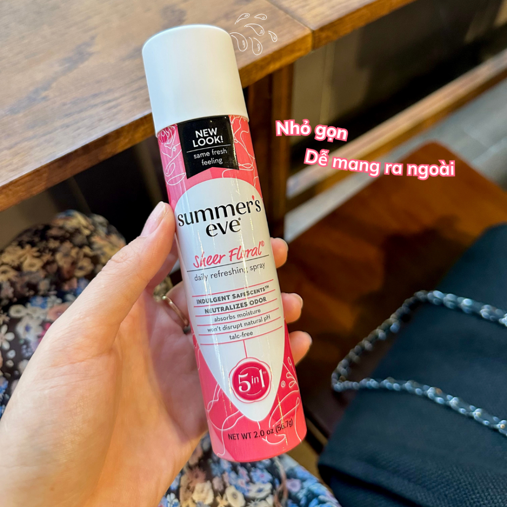 Xịt thơm vùng kín, xịt phụ khoa Summer's Eve kháng khuẩn, hút ẩm, khử mùi, tạo hương thơm Summer Eve 56.7g - AmeriCare