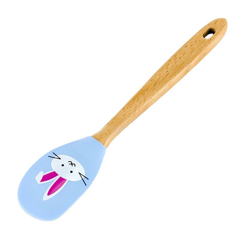 Phới dẹt silicon cán gỗ hình thỏ trộn bột, sên nhân chống dính Breadleaf