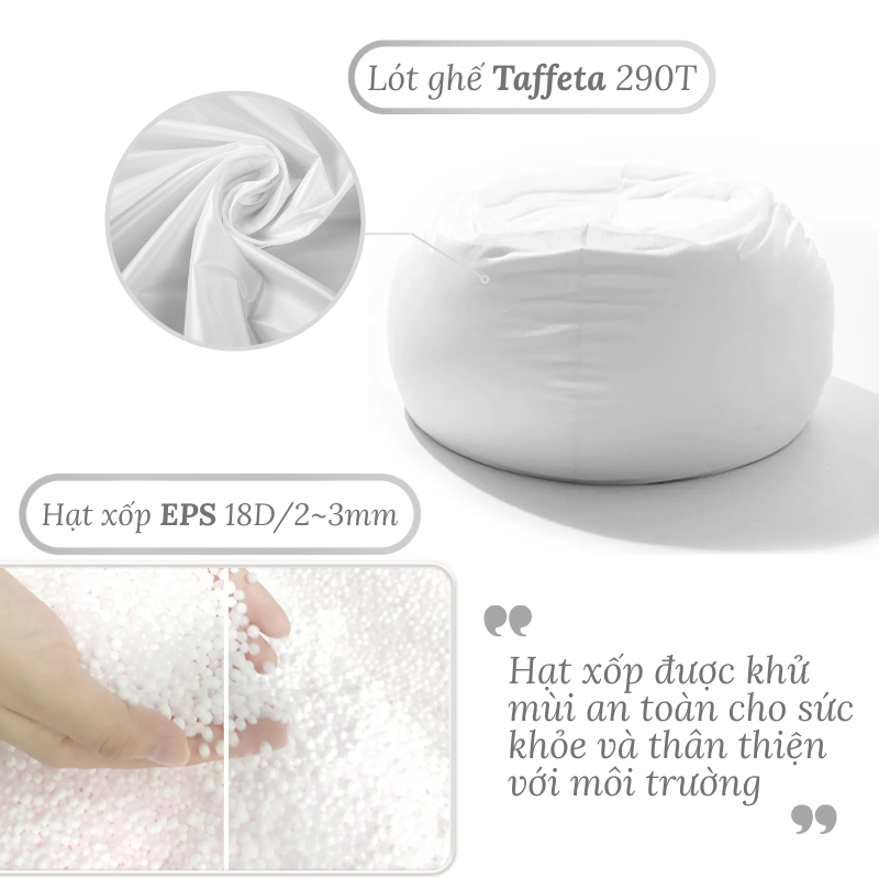 Ghế lười hạt xốp 3II HOME Vỏ ghế vải trượt nước chống bám bụi cao cấp dáng lê 3 size M/ L/ XL đa sắc | BigBuy360 - bigbuy360.vn