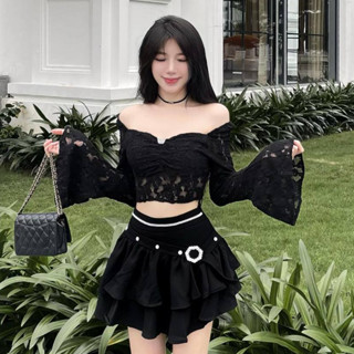 THE FANCE |  Áo ren hoa tay loe charm bướm mang 2 kiểu tôn dáng HONEY MOON CROP