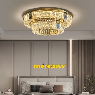 Đèn ốp trần MONSKY CIAR pha lê khối tròn trang trí nội thất, quán cafe, nhà hàng