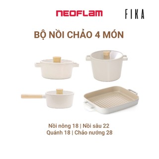[Hàng chính hãng] Bộ 4 món nồi, chảo Neoflam Fika Neoflam (Bao gồm 2 lựa chọn) Made in Korea