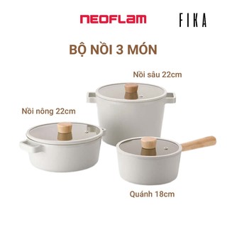 [Hàng chính hãng] Bộ 3 nồi chống dính Neoflam Fika Hàn Quốc gồm nồi 18cm, nồi 22cm nông, nồi 22 sâu,