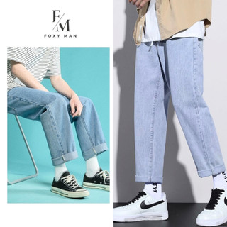 Quần Jean Nam Baggy Dáng Đứng - Quần Bò Nam BASIC Cạp Cao Form Xuông Hàn Quốc Ulzzang Oversize chất jeans mềm FOXYMAN
