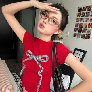 AB HOUSE - Áo thun nữ gắn nơ BUNNY thời trang nữ