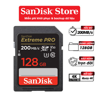 Thẻ nhớ SDHC SDXC Sandisk Extreme Pro 32GB/64GB/128GB V30 U3 C10 UHS-I upto200 MB/s Bảohành trọn đời