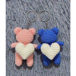 (Sẵn) Móc khóa len gấu couple Imsol & Sunjae handmade MOJI, móc khóa cặp đôi thú len dễ thương dành tặng người yêu