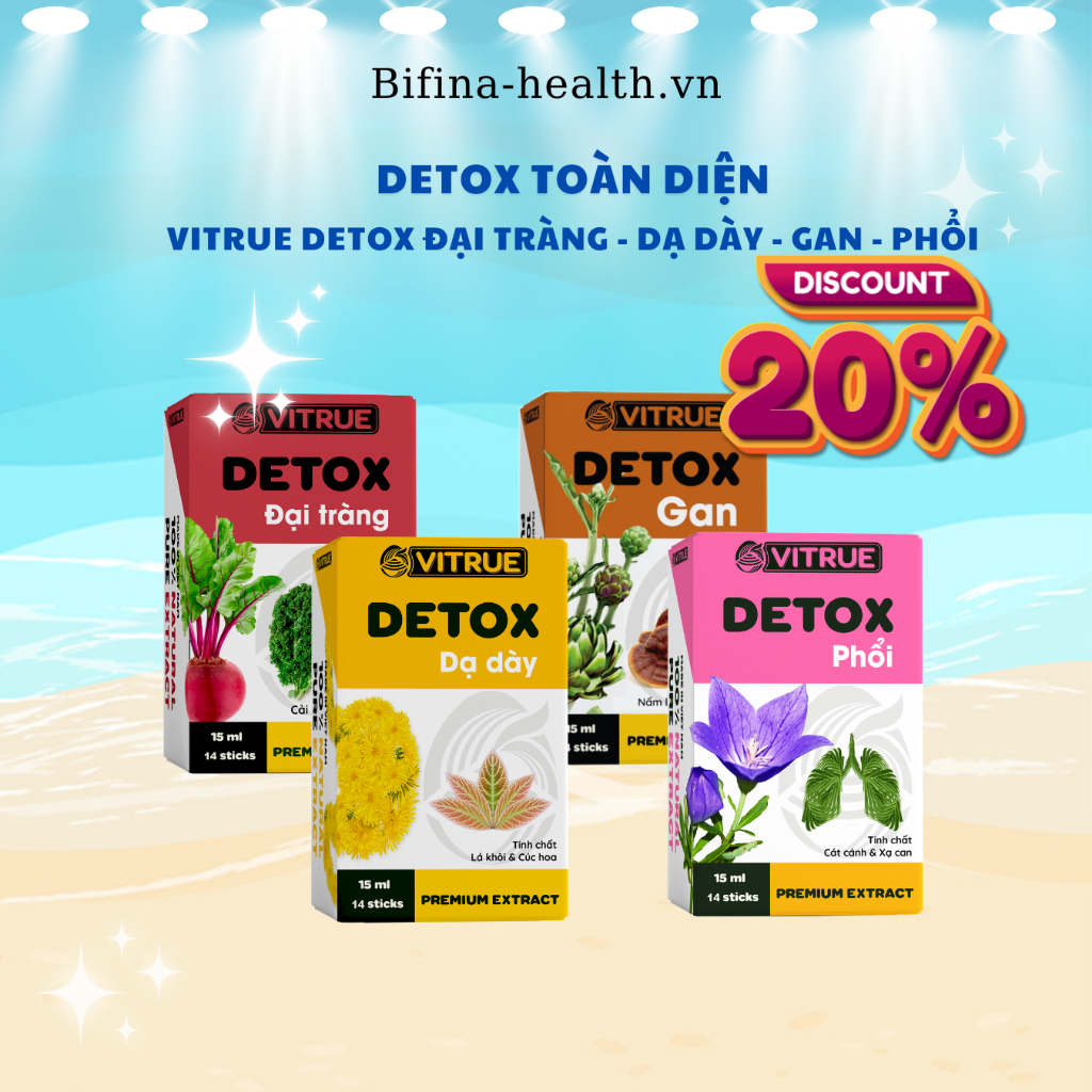 Combo Detox Toàn Diện , Vitrue Detox Gan , Vitrue Detox Dạ Dày, Vitrue Detox Đại Tràng, Vitrue Detox