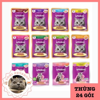 1 thùng 24 gói pate Whiskas cho mèo lớn-con 80gr (Có vị mới)