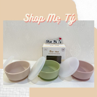 Bát ăn/ chén ăn hình tròn có nắp cho bé Bar-rot có đế hít, bát ăn dặm Silicone chịu nhiệt cho bé tập ăm dặm BLW - Barrot