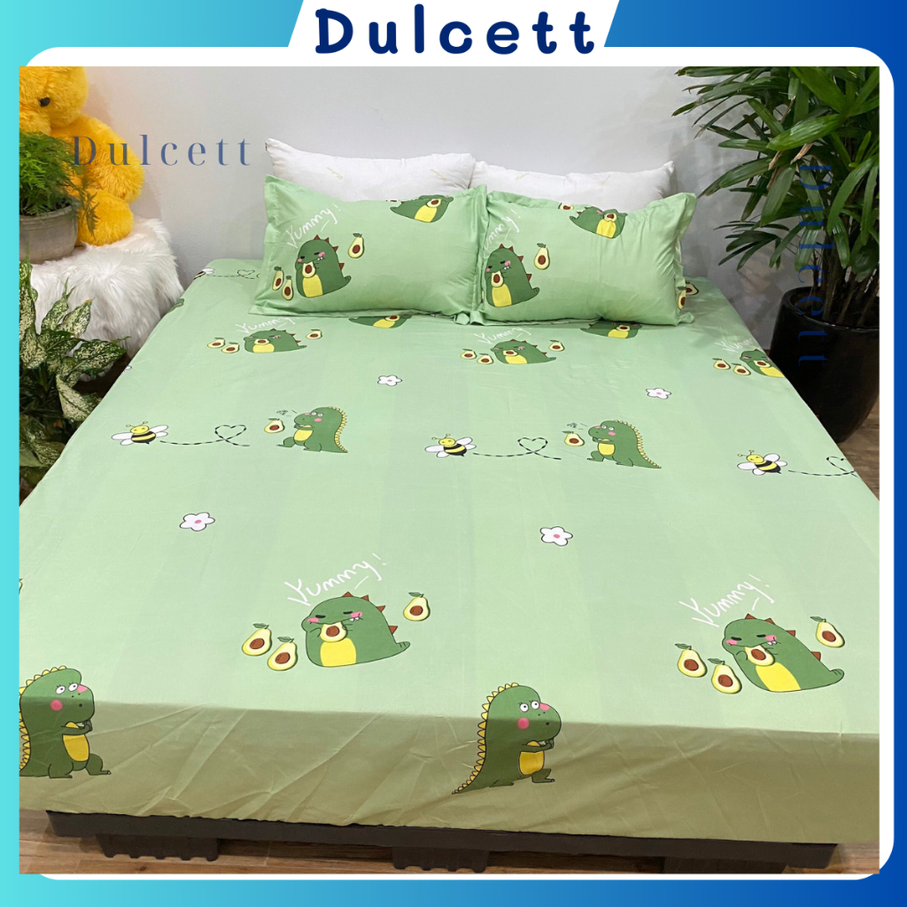 Bộ Ga Gối 3 món gồm (1 ga + 2 vỏ gối đầu) Cotton poly 1m6x2m/ 1m8x2m/ 2m2x2m DULCETT.