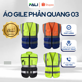 Áo gile phản quang có túi FL-APQ-03, áo phản quang bảo hộ lao động cho kỹ sư, công nhân màu xanh lá, xanh dương | FALI