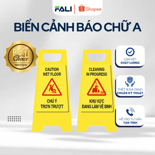 Biển cảnh báo chữ A FL-BB01 màu vàng bằng nhựa cao cấp, biển cảnh báo công trình, bảng cảnh báo chữ A gấp gọn | FALI