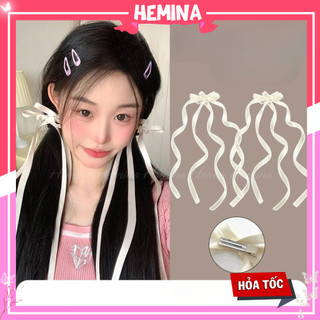 Kẹp tóc hình nơ hemina kẹp tóc thắt nơ ruy băng streamer cài tóc nơ xinh phụ kiên tóc kt19