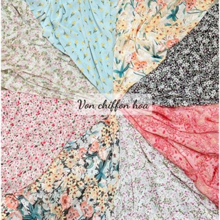 B71: Von chiffon hoa may đầm váy, áo dài, sơ mi, mềm đẹp mát dãn nhẹ.