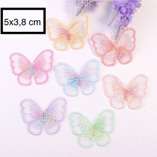 Miếng vá trang trí, sửa chữa may, khâu lên quần áo rách, trang trí khăn, túi, .. (Hình bướm 1 lớp cánh)