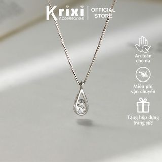 Dây chuyền bạc nữ 925 Krixi Silver, vòng cổ bạc giọt nước đính đá lắp lánh DC03