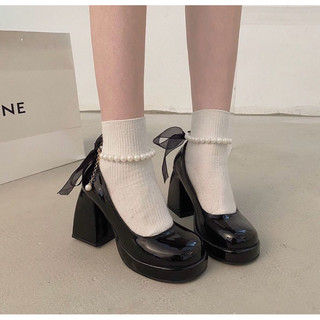 [Lẻ Size 36] Giày MaryJane Quai Ngọc Kèm Dây Ruy Băng Siêu Xinh CT25