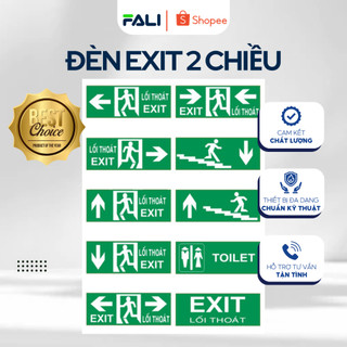 Đèn exit 2 mặt chỉ hướng, đèn chỉ dẫn thoát hiểm có tem kiểm định đạt chuẩn tiện dụng cho chung cư, bệnh viện | FALI