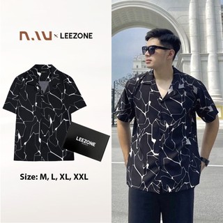 Áo sơ mi nam Cuban Shirt Form rộng, chất vải lụa mềm mịn, thoáng mát không nhăn | Áo sơ mi tay ngắn Họa tiết Tơ nhện