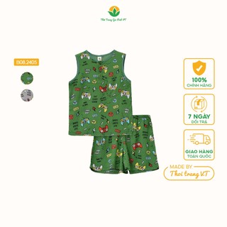 Bộ lanh bé trai Việt Thắng quần đùi, áo sát nách viền cổ - B62.2320