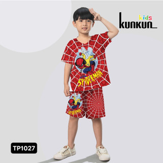  Quần áo bé trai in 3D Spiderman người nhện thấm mồ hôi mặc nhà đi học đi chơi TP1027 Size đại 60kg 
