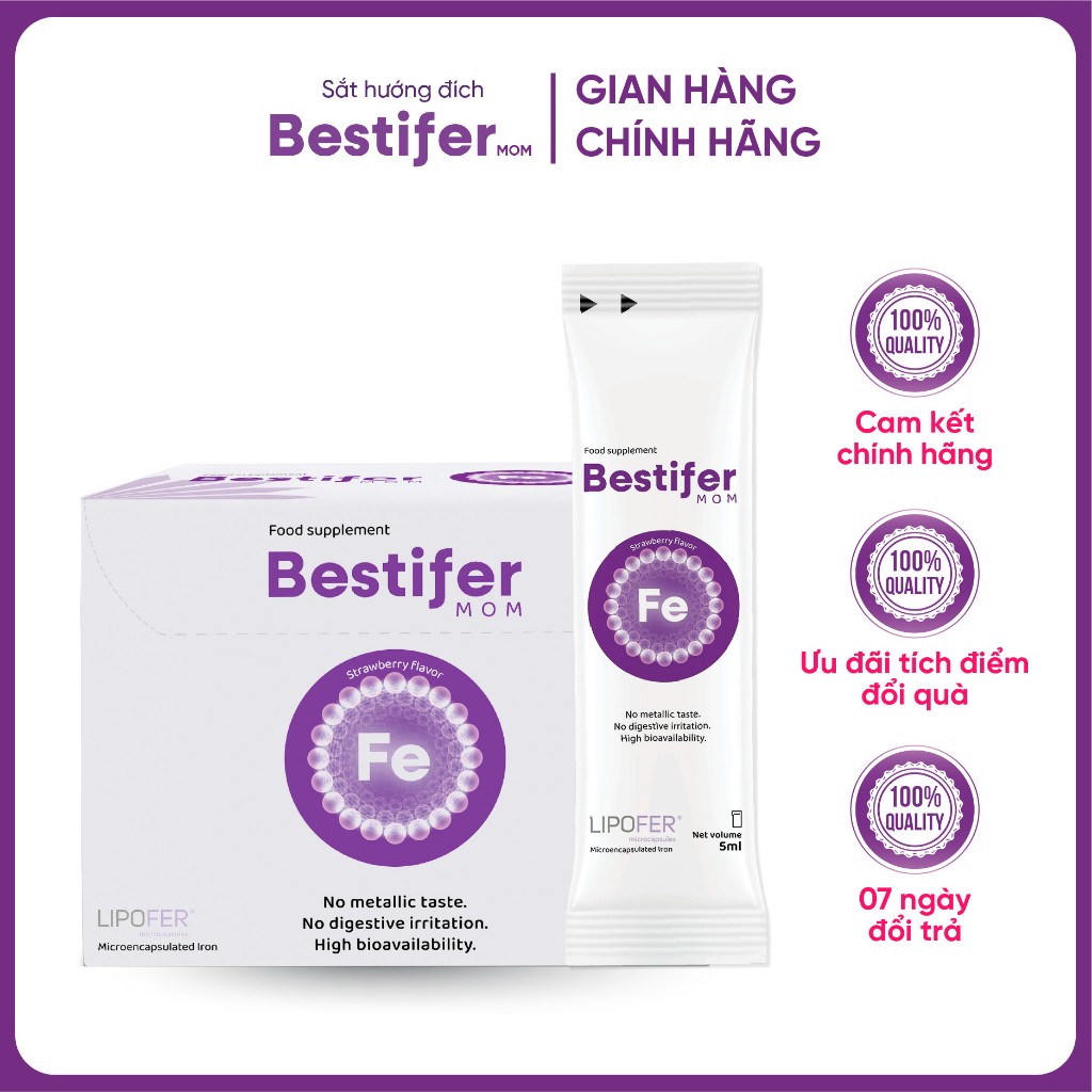 Bestifer - Sắt nước cho phụ nữ mang thai và cho con bú [hộp 24 gói]