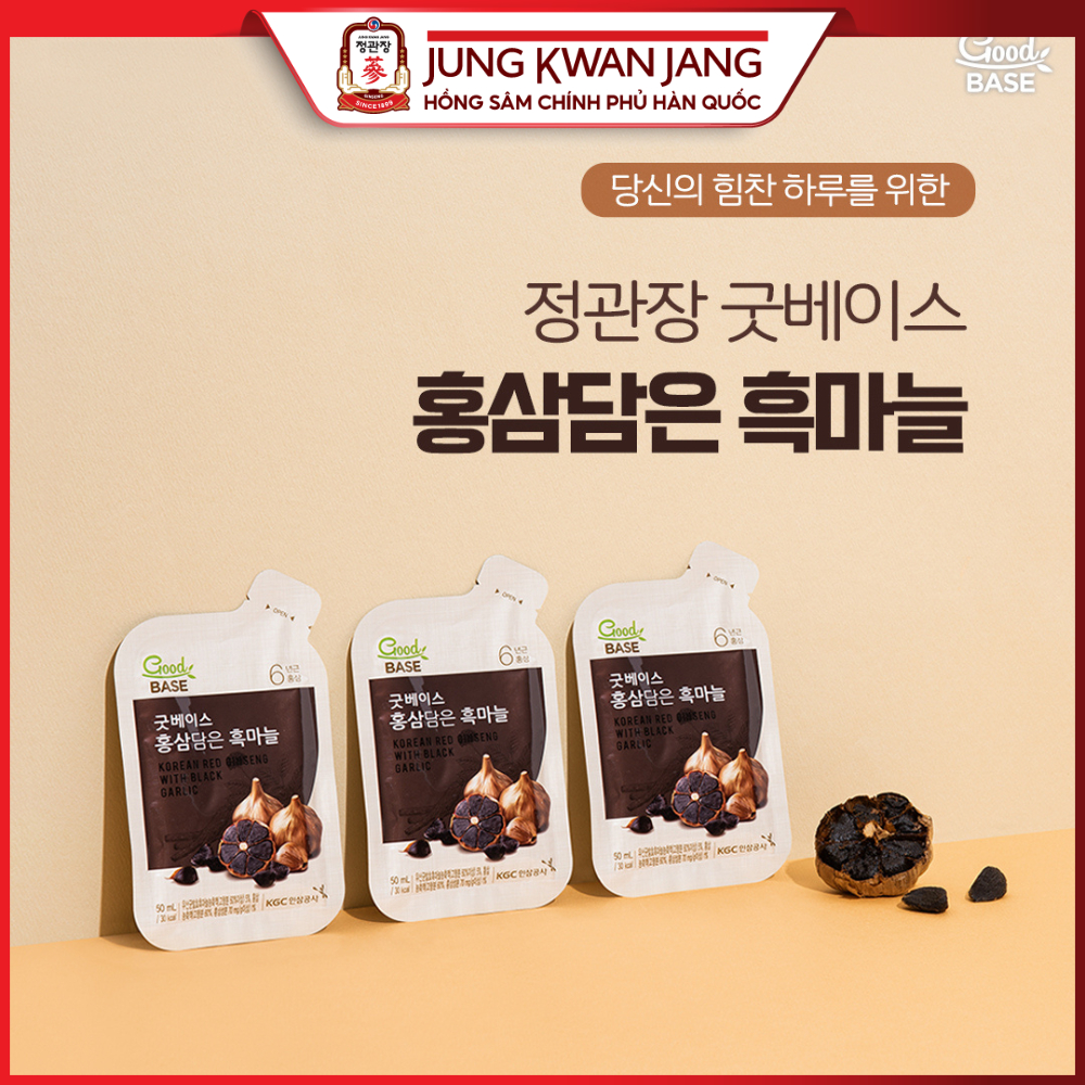 Nước Sâm Hàn Quốc Goodbase Vị Tỏi Đen KGC Jung Kwan Jang (50ml x 10 gói) Date:15/09/2024