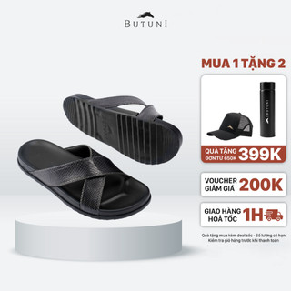 Dép nam butuni cross elapid slippers kiểu dép da nam quai chéo vân da răn, dép lê nam da răn thật elaphe carinata
