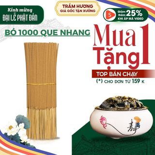 Nhang Trầm Hương,NHANG SẠCH,Bó 1000 que nhang trầm hương, Nhang trầm hương sạch nguyên chất, dài 38 cm cháy lâu