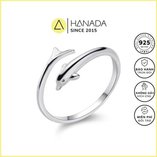Nhẫn Bạc 925 Hanada Cá Heo Đơn Giản Không Đá Freesize Có Thể Điều Chỉnh 0639 O1