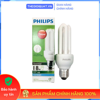 Bóng đèn compact Philips 18W - 3U Essential E27 ánh sáng trắng & vàng - Hàng chính hãng