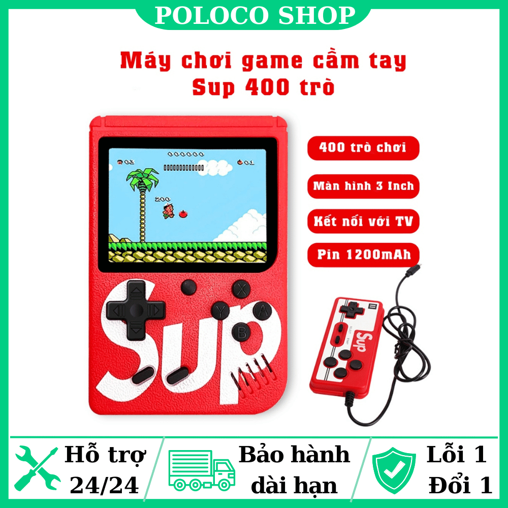 Máy Chơi Game Cầm Tay Sup 400 Game In 1 Retro Kèm Tay Cầm Chơi Game 2 Người - Có Dây Kết Nối Với Tivi - Bảo Hành 6 Tháng