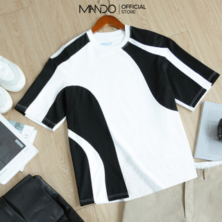 Áo Phông Nam MANDO Chất Liệu Cotton Dày Dặn 250gsm Cao Cấp Phối Hai Màu Trắng Đen Phong Cách Hàn Quốc PDN003
