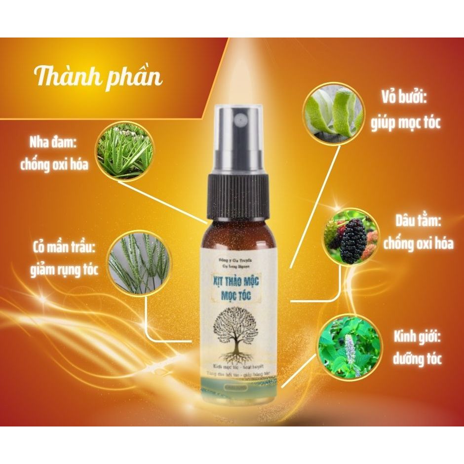 Xịt mọc tóc gia truyền Cụ Lang Ngoạn chống rụng tóc sau sinh, rụng tóc trung niên, tóc thưa, chân tóc yếu chai 50ml