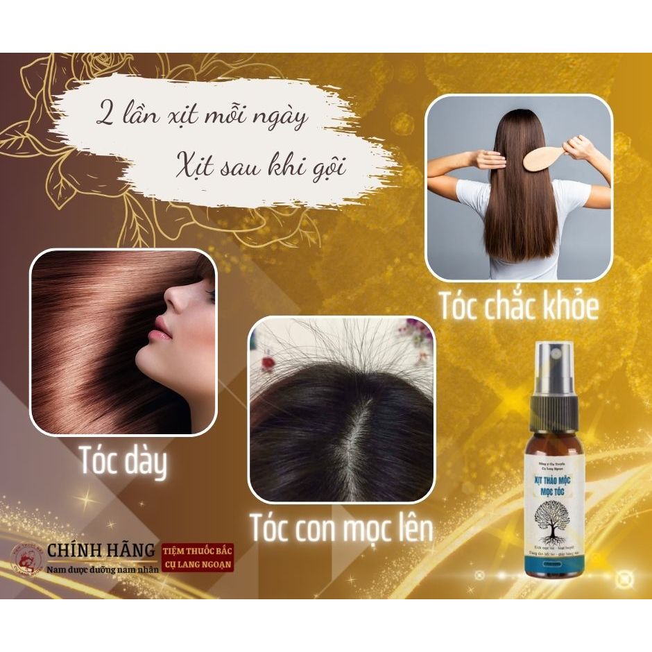 Xịt mọc tóc gia truyền Cụ Lang Ngoạn chống rụng tóc sau sinh, rụng tóc trung niên, tóc thưa, chân tóc yếu chai 50ml