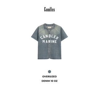 Áo sơ mi nam nữ oversize CANDLES AMERICANA BASEBALL SHIRT chất liệu denim 10 Oz thêu logo chính hãng