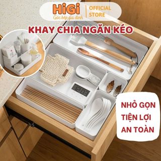 Khay Chia Ngăn Kéo Tủ Bếp Chia Ô Thìa Dĩa Tiện Lợi Nhiều Size Nhựa Cao Cấp An Toàn Sức Khỏe HiGi
