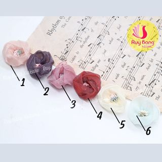 Hoa búp voan - Kidcare - hoa voan dùng là kẹp tóc hoa, dây buộc tóc hoa, hoa cài áo...