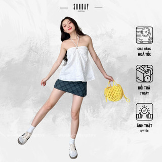 Áo Ống Cúp Ngực Thêu Hoa Có Dây Buộc Cổ, Áo Kiểu Bo Chun Siêu Dễ Thương Doli Top - Sunday Clothing AO036